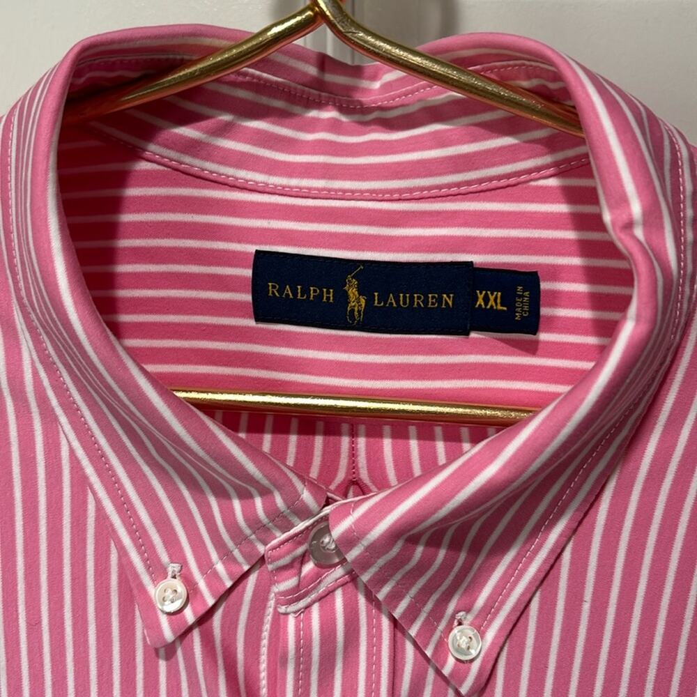 Ralph Lauren Long Sleeve Button Down Pink and White Stripes Shirt Men’s Size XXL